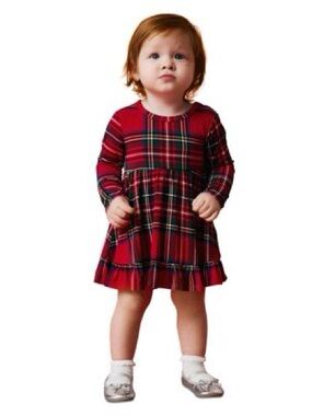Posh Peanut Red Plaid Dress with Green and Navy Tartan